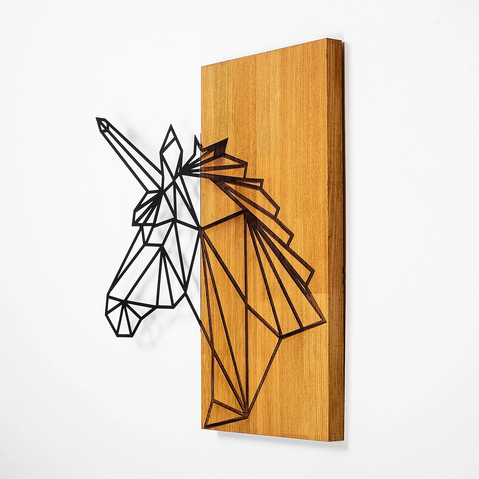 Aksesor dekorativ për mur, dru dhe metal, Wallity MA-292, ngjyrë arre dhe e zezë, 57x58cm