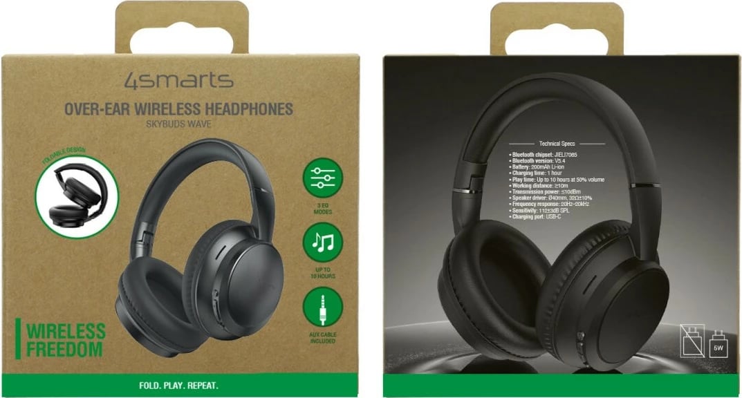 Kufje 4smarts SkyBuds Wave, Bluetooth 5.4, 10 orë, e zezë