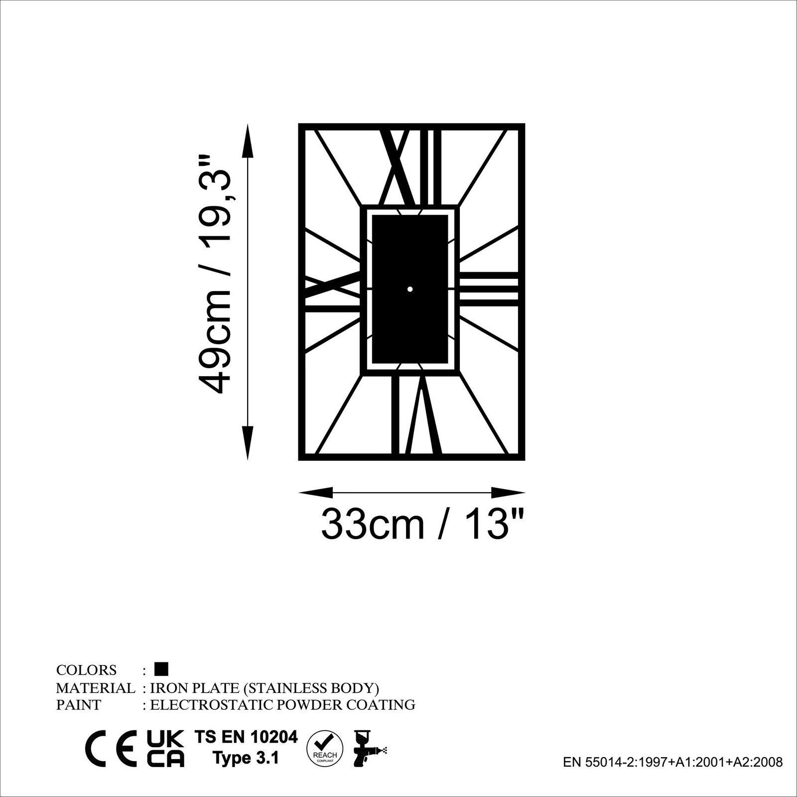 Orë muri dekorative prej metali, dizajn me vija, Wallity