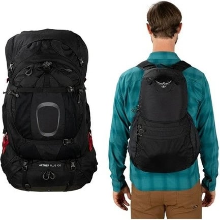 Çantë shpine Osprey Aether Plus 100 për trekking, L/XL, E zezë
