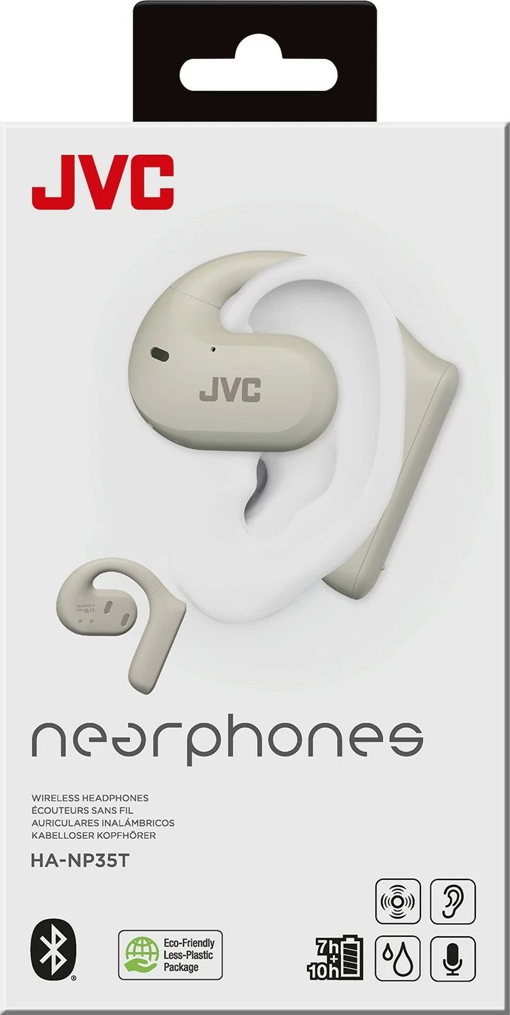 Kufje JVC Nearphone TWS, true wireless, 17 orë bateri, IPX4, të bardha
