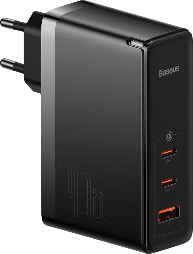 Karikues i shpejtë Baseus GaN5 Pro, 140W, 2x USB-C + USB-A, EU, i zi