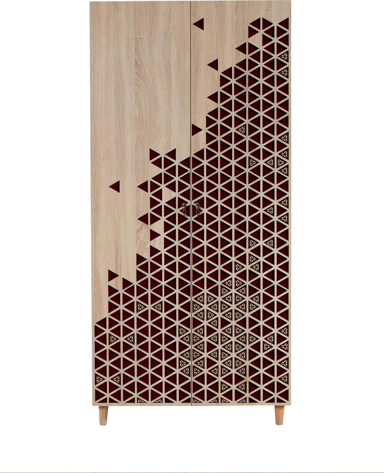 Dollap modern, ngjyrë sonoma oak, këmbë druri, doreza metalike e litar, Stil - 122, Skye Decor, 90x192x52cm