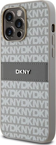 Mbështjellës DKNY Mono Stripe & Metal Logo për iPhone 14 Pro, bezhë
