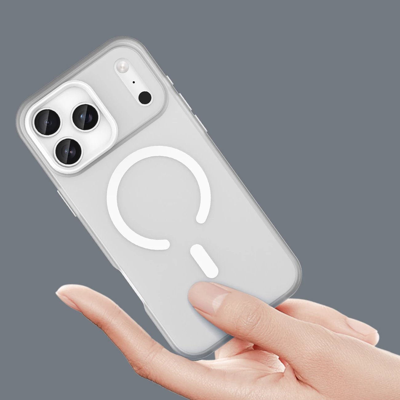 Mbështjellës Hurtel për iPhone 17 Pro, MagSafe, Mat, Bardhë