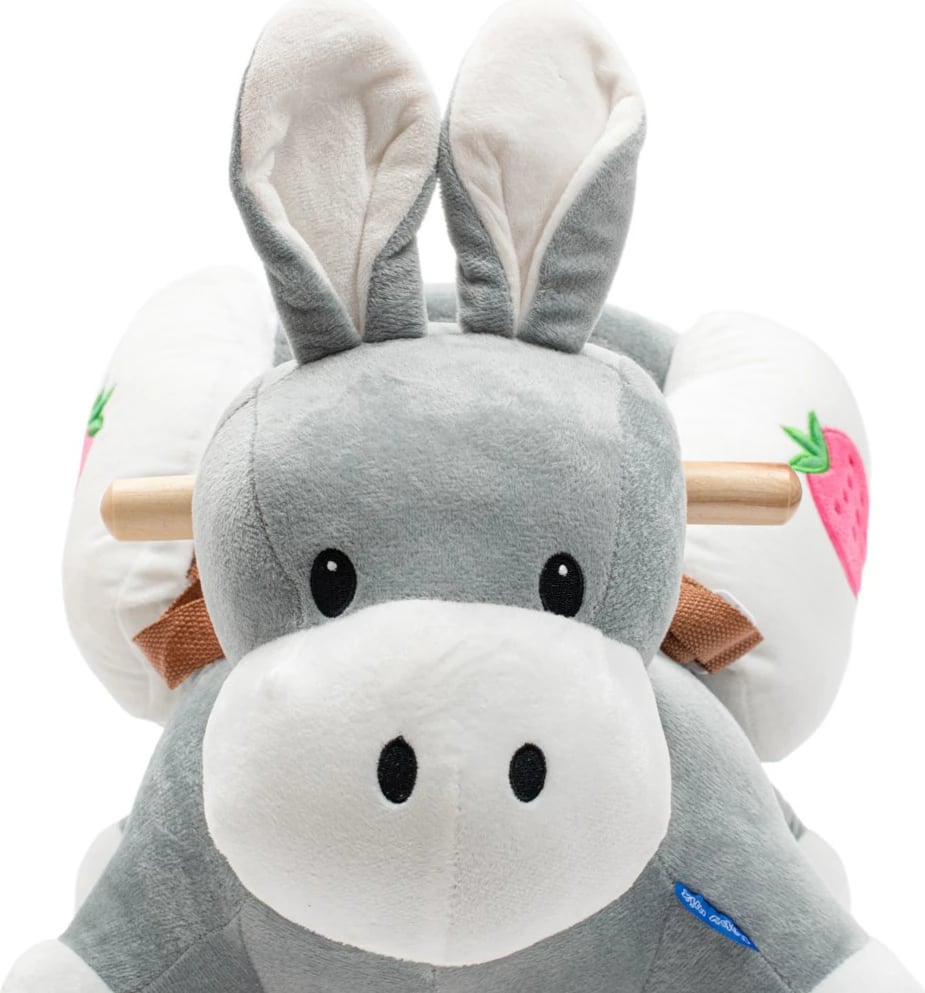 Lodër lëkundëse Baby Mix gomar me melodi, shina druri, rripa sigurie, deri 25 kg, 12m+, kafe