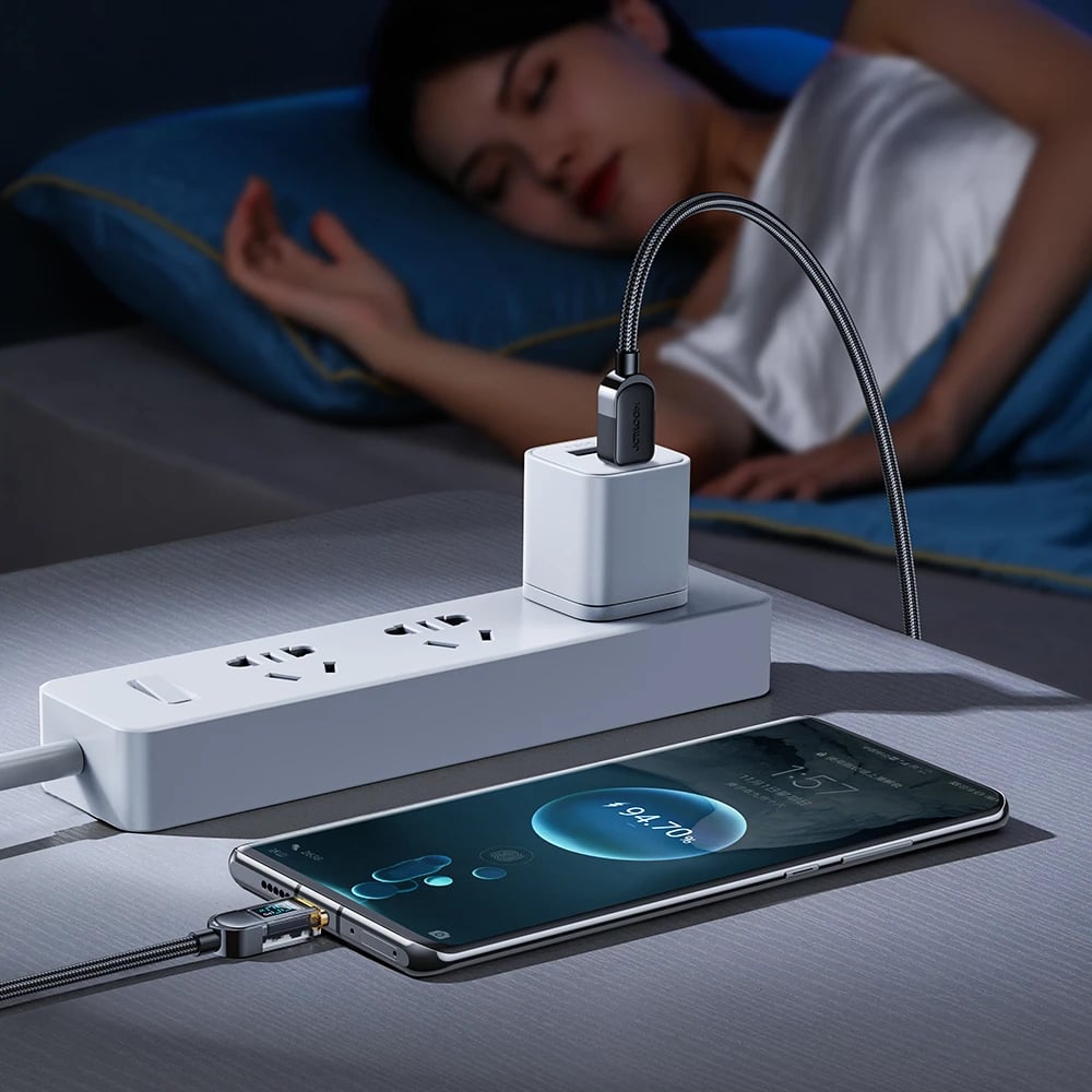 Kabllo USB-C/USB-C Joyroom A4 S-CC100A4 me ekran LED, 1.2m, 100W, e zezë