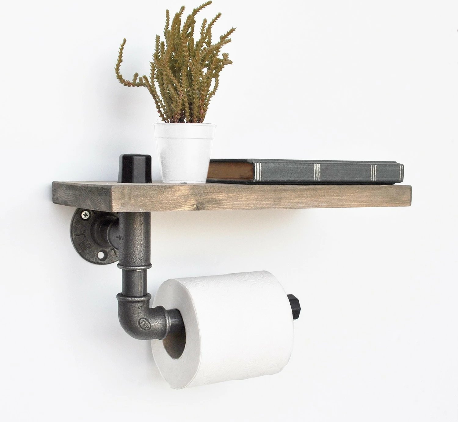 Raf industrial me tub, ngjyrë e zezë dhe arre, Boruraf021