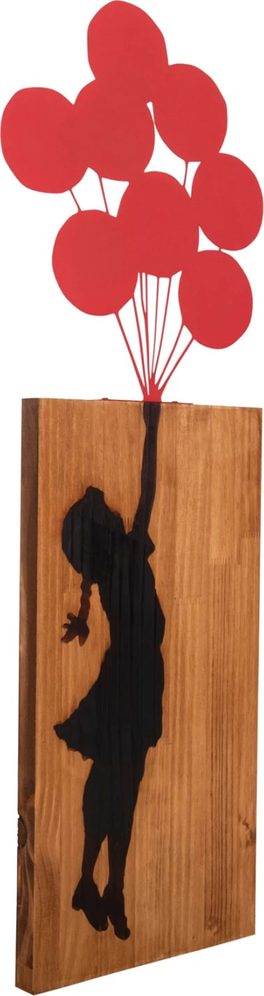 Dekor për mur me balona ngjyrë korali FH4649 metal-dru 30x3x99Hcm