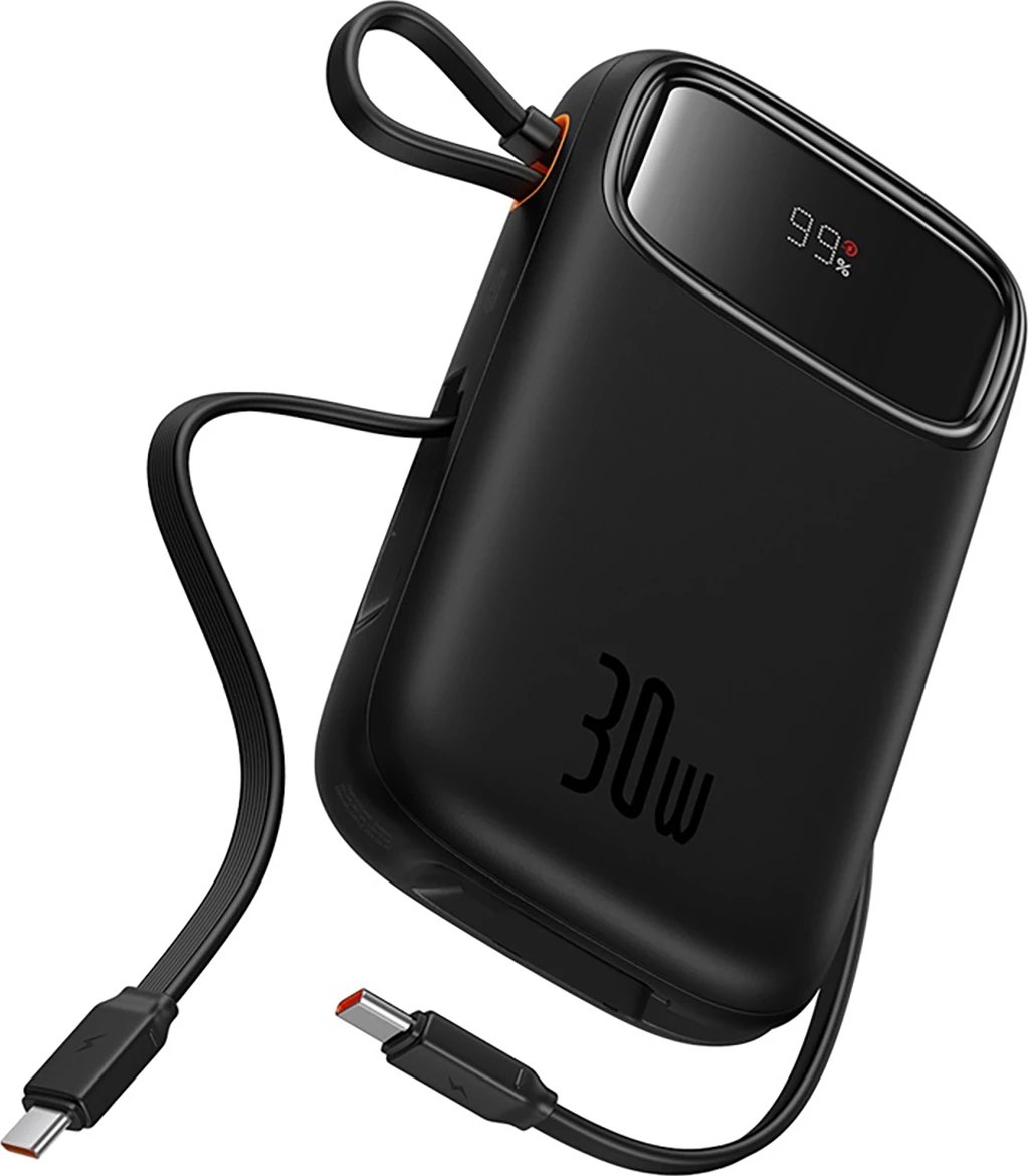 Powerbank Baseus QPow 2, 10000mAh, 30W, me kabllo USB-C të integruar, Ekran LED, e zezë Powerbank Baseus QPow 2, 10000mAh, 30W, me kabllo USB-C të integruar, Ekran LED, e zezë