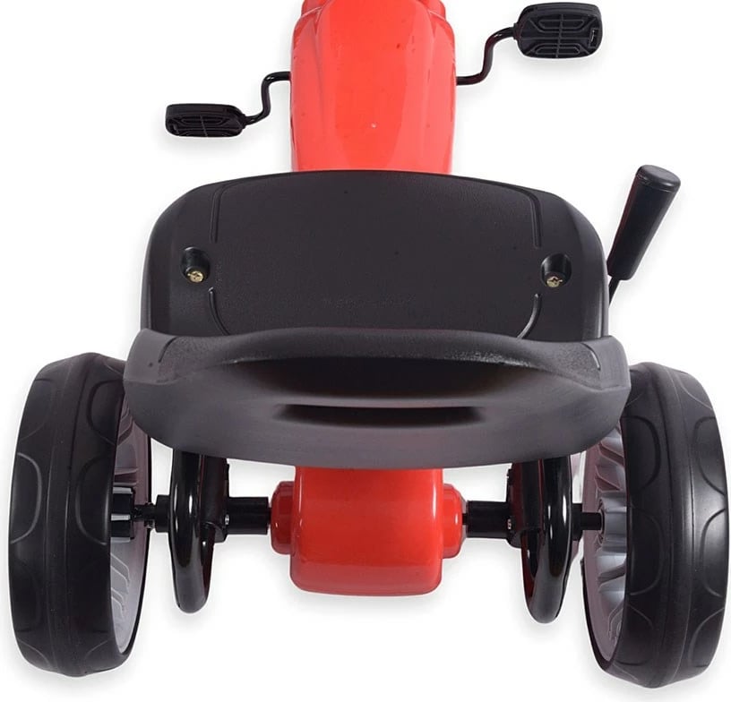 Go-kart me pedale, Milly Mally Power, rrota EVA, frenë dore, ulëse e rregullueshme, 3+, e kuqe