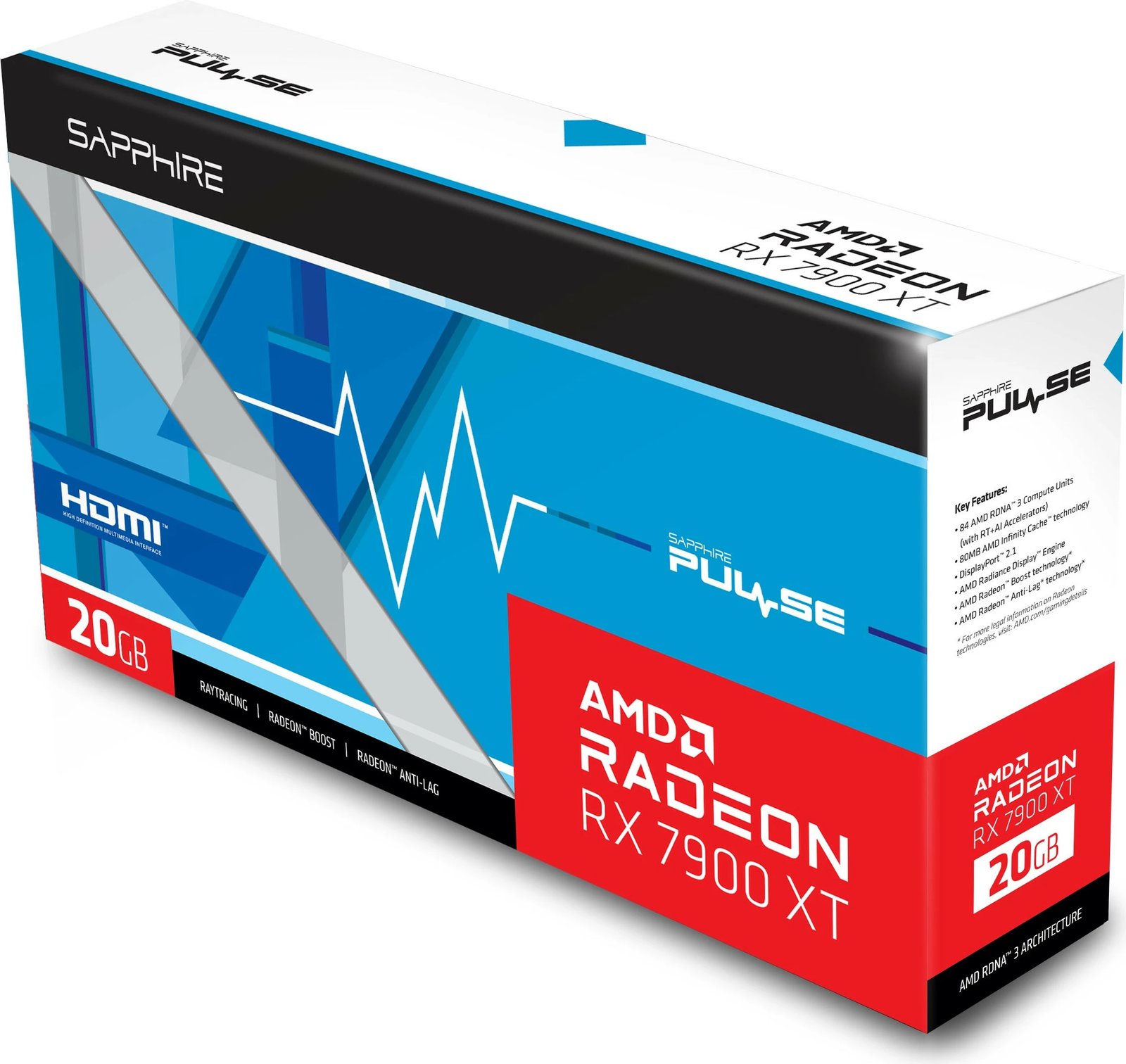 Kartelë grafike Sapphire PULSE Radeon RX 7900 XT, 20 GB, GDDR6, PCI Express x16 4.0, e zezë