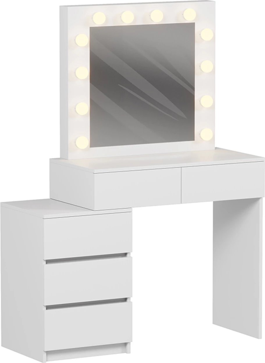 Tavolinë grimi me LED dhe sirtarë BEYON FH2500.03 melaminë, e bardhë, 80x40x140H cm