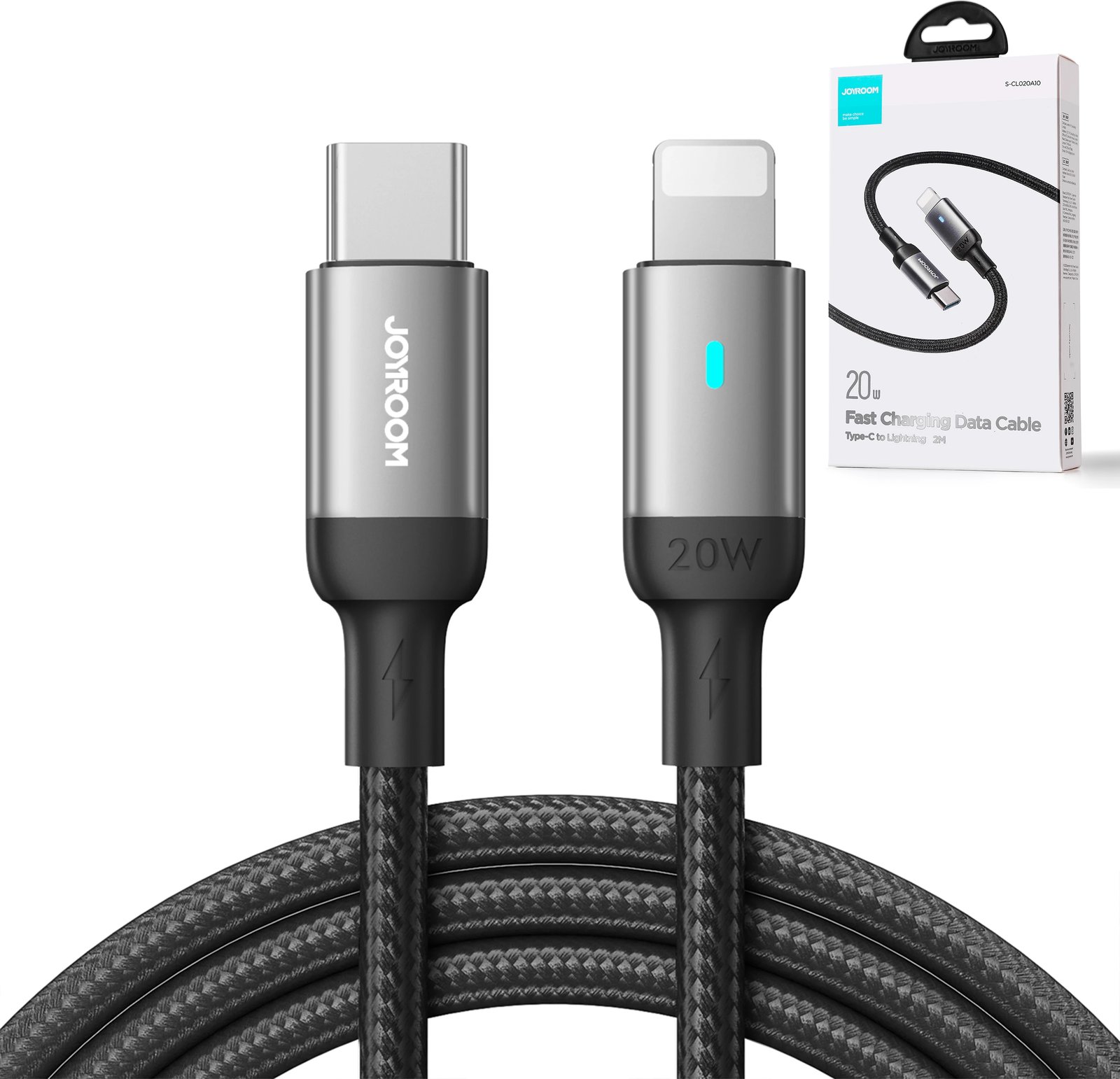 Kabllo Joyroom Extraordinary Series A10, USB-C në Lightning, 1.2m, 20W, e zezë