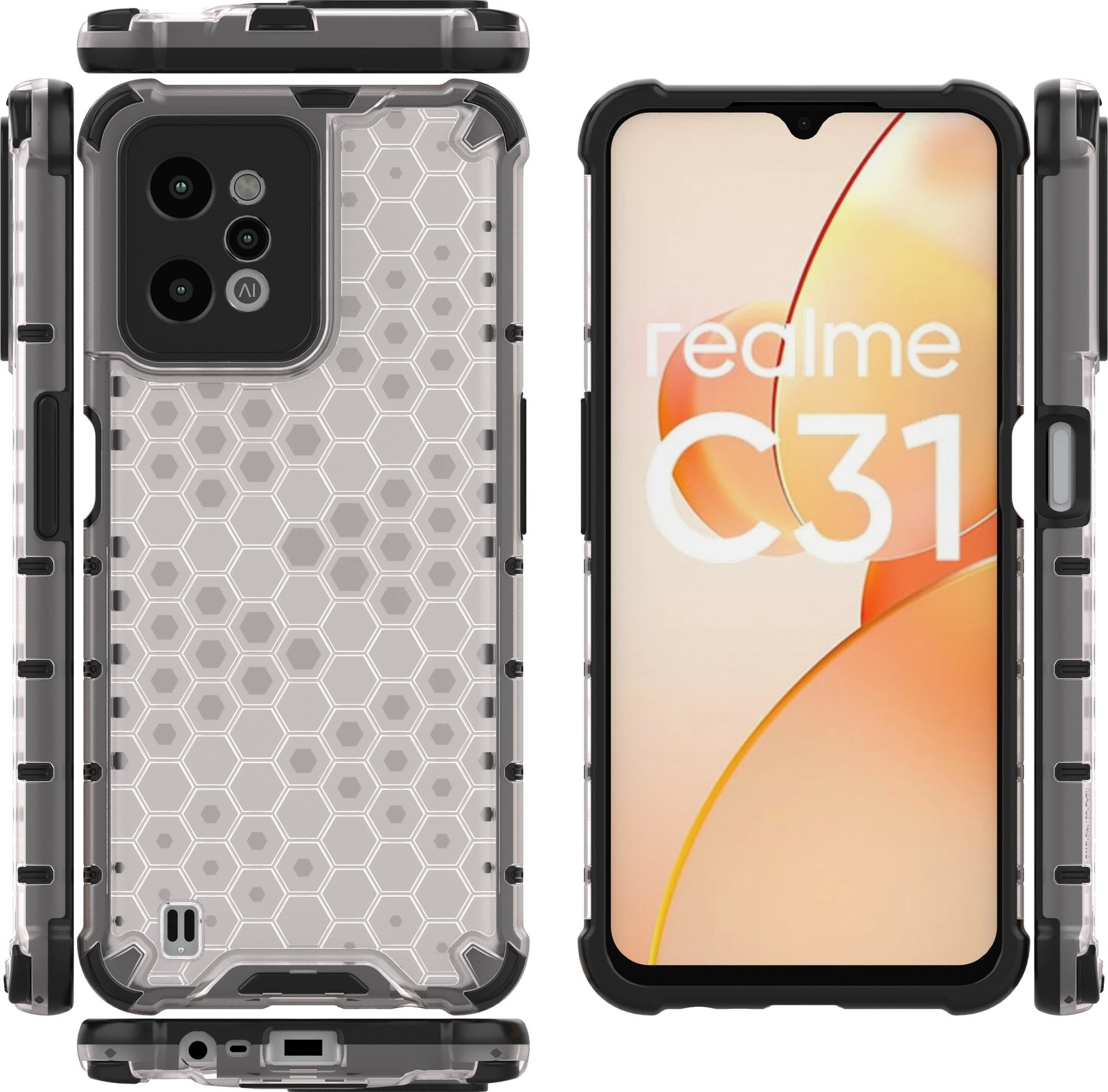 Mbështjellës Hurtel Honeycomb për Realme C31, Transparent Mbështjellës Hurtel Honeycomb për Realme C31, Transparent