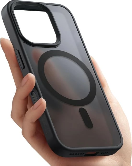 Mbështjellës CRONG Hybrid Frost MAG Cover për iPhone 16 Pro, 6.3", Polikarbon, i zi