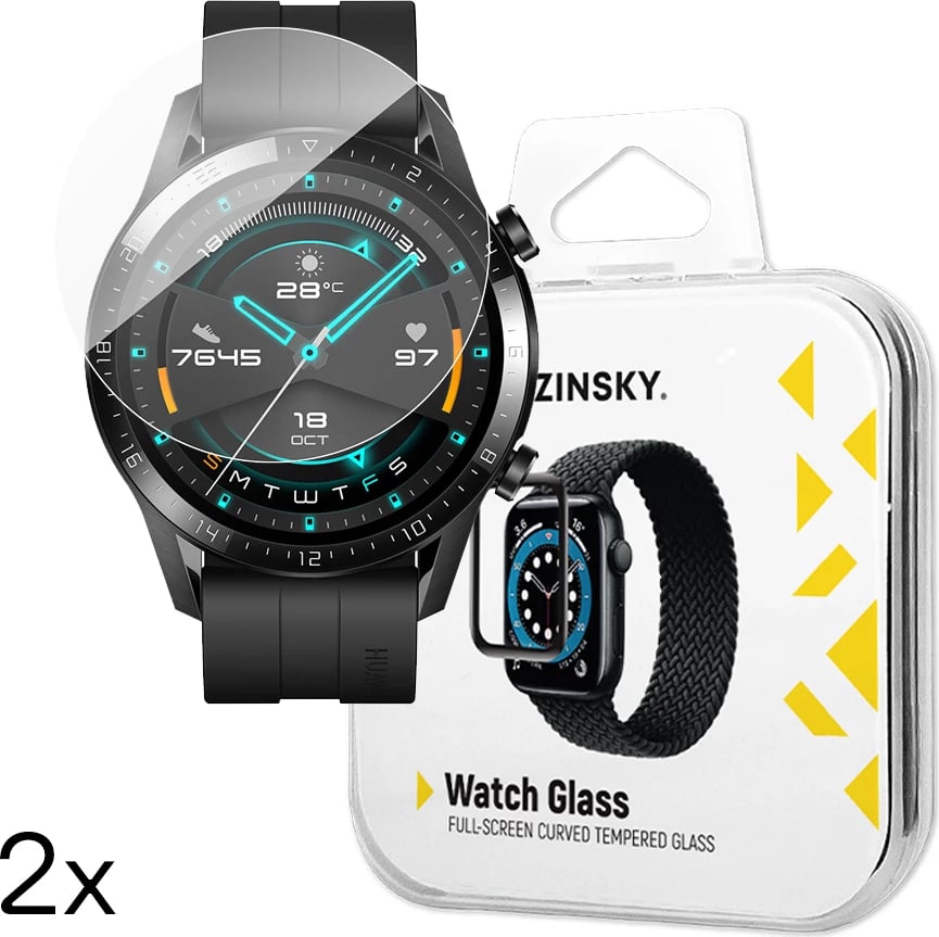 Xham i temperuar për orë të mençur Wozinsky Full Glue, për Huawei Watch GT 2 / GT 2 Pro 42mm, 2 copë