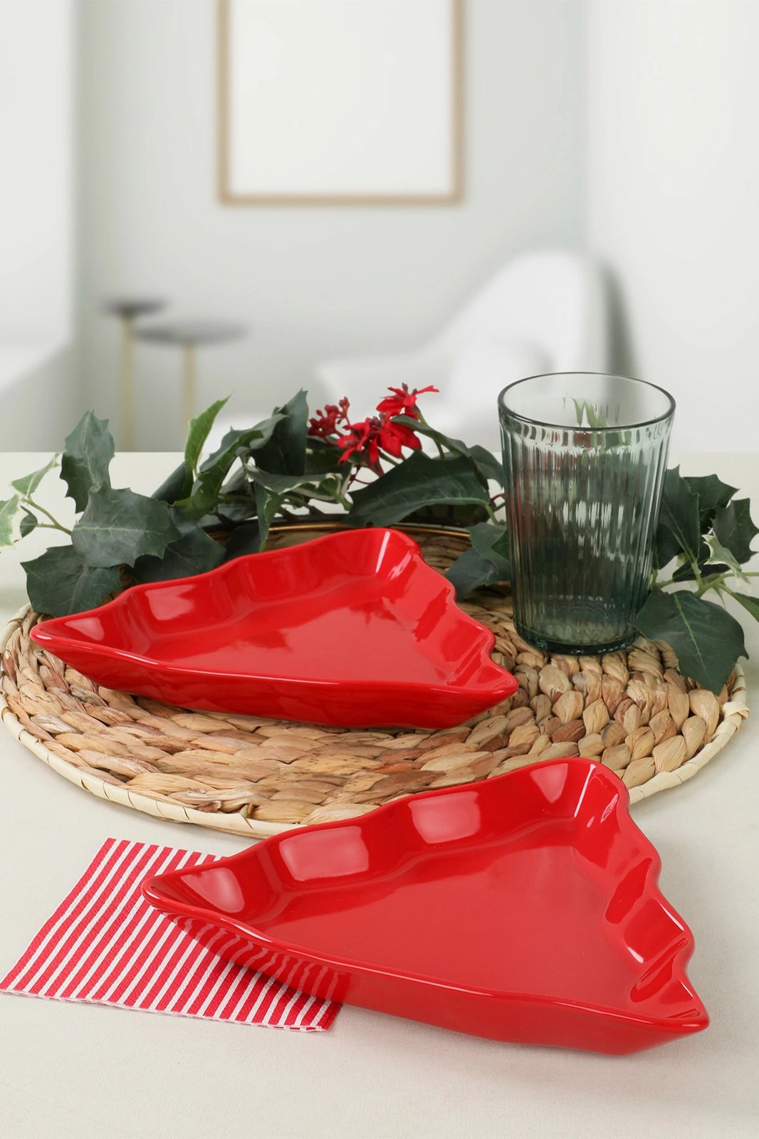 Set pjatash dekorative, 2 copë, ngjyrë e kuqe, Hermia Concept, ST507002F506A000000MAF4300