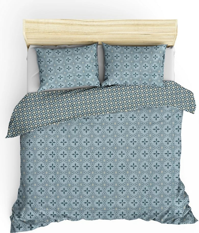 Set mbulesë për jorgan king size, L'essentiel, Minimal, ngjyrë kaltër, verdhë, e zezë