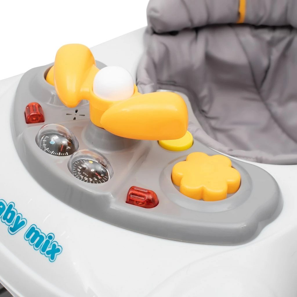 Ecëse bebi, Baby Mix, multimedia me timon, rrota silikoni, rregullim lartësie 3 nivele, gri