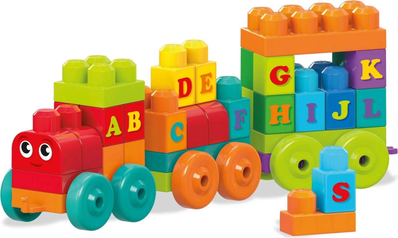 Set lodrash ndërtimi Mega Bloks First Builders DXH35, tren ABC, 60 pjesë, shumëngjyrësh