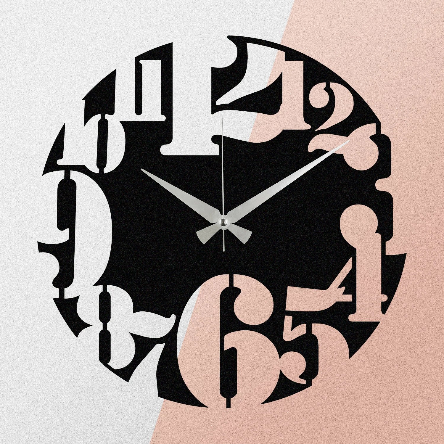 Orë muri dekorative metalike Wallity, Enzoclock - S001, e zezë, 48x48cm