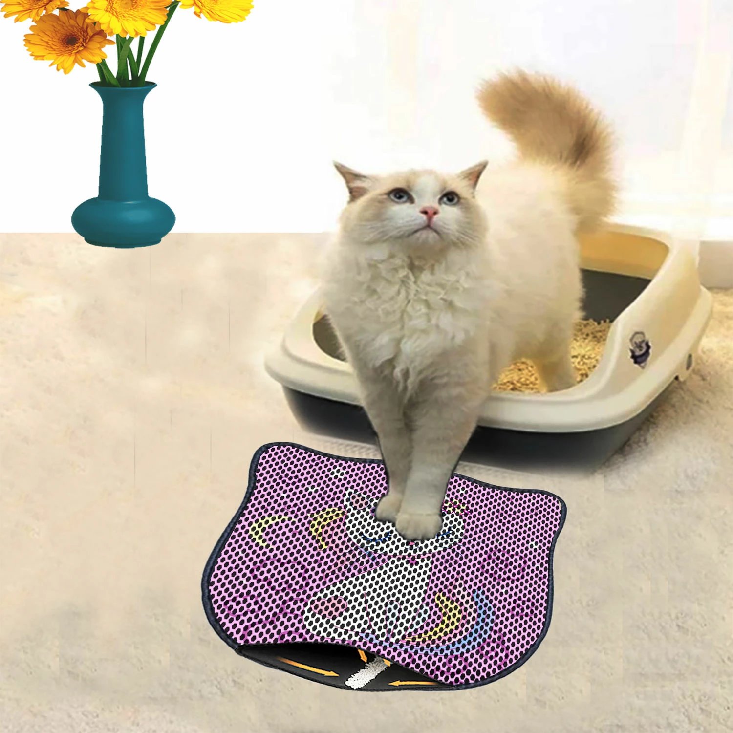 Tapet për rërë maceje, shumëngjyrësh, Paws & Whiskers, Kdkafa0161, 40x50cm