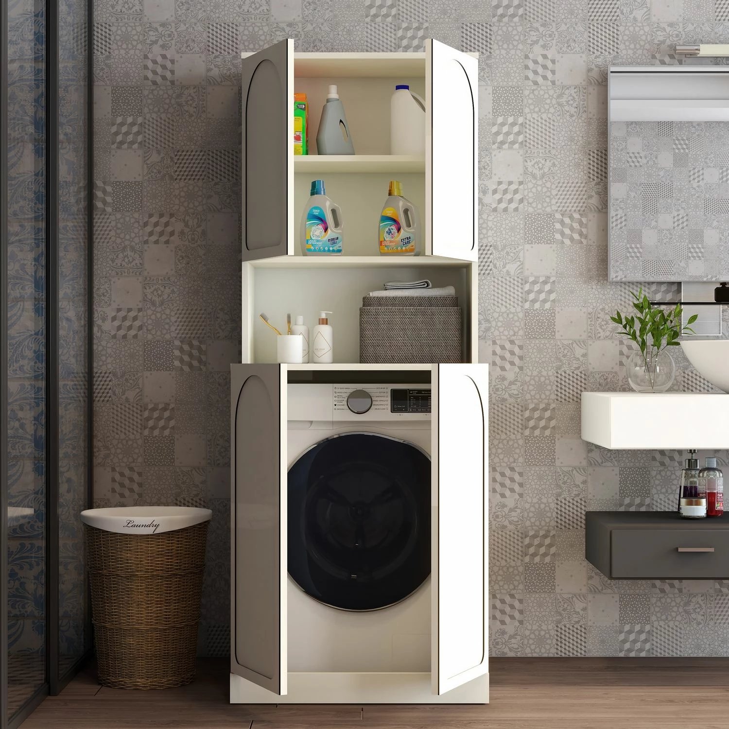 Dollap për lavatriçe, krem, Skye Decor Lyon 73