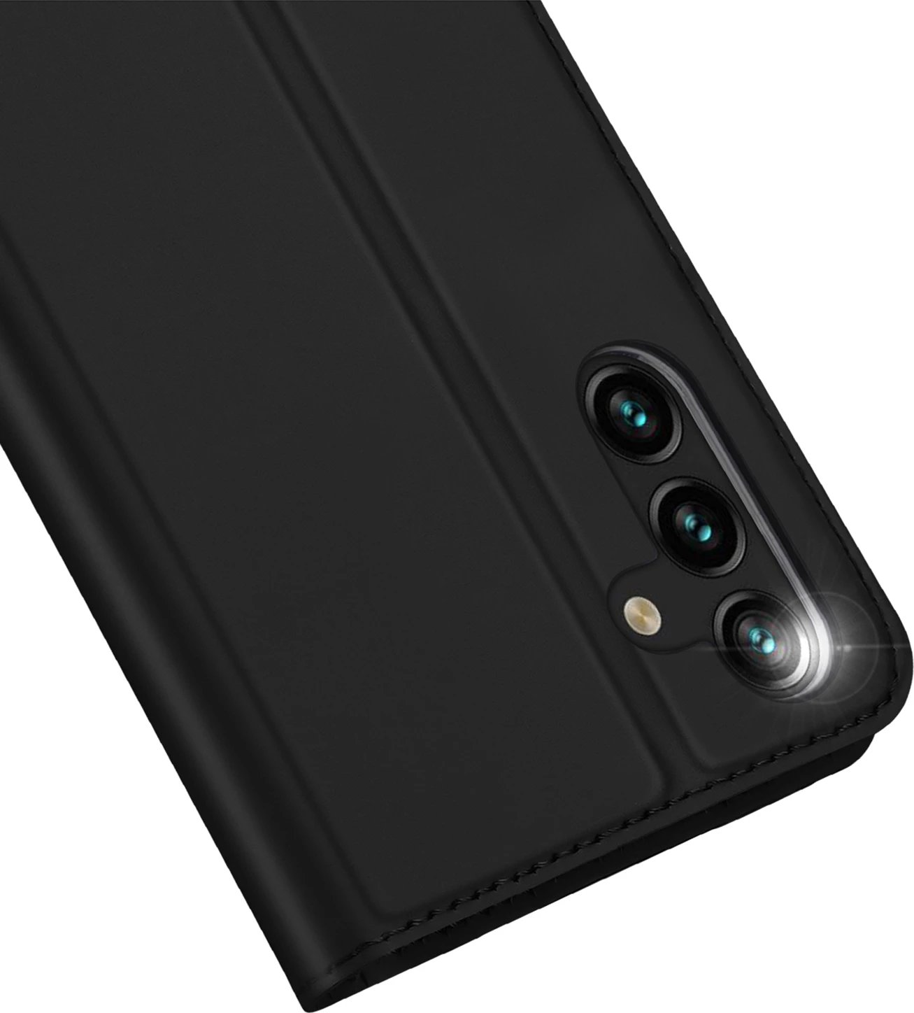 Mbështjellës Dux Ducis Skin Pro për Samsung Galaxy A14 4G/5G, me kapak, xhep për kartela, funksion standi, i zi