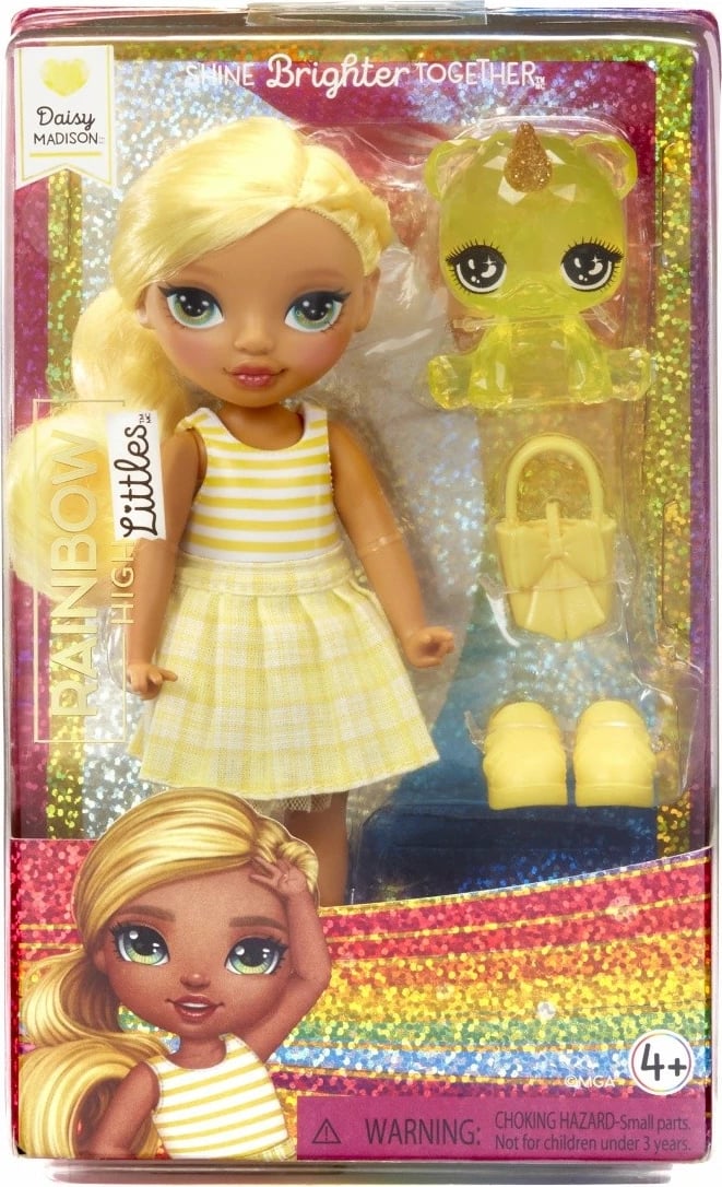 Kukull Rainbow High Littles Daisy, 15 cm, me aksesorë, e verdhë