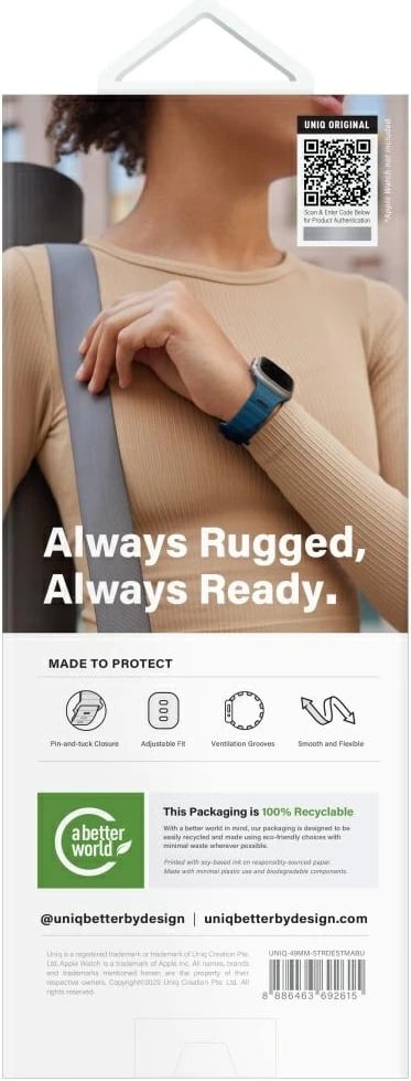 Rrip gome për Apple Watch UNIQ Stride De Rubber, Blu