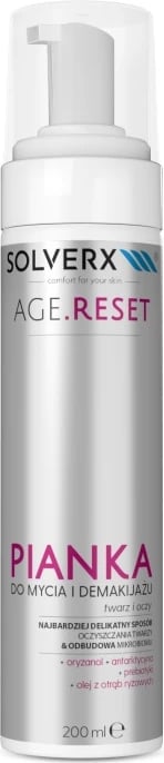 Shkumë pastruese për fytyrë dhe sy për femra SOLVERX Age Reset 200ml