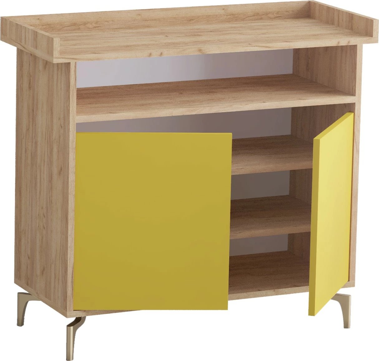 Dollap këpucësh Skye Decor, ngjyrë lis dhe e verdhë, SOLEA