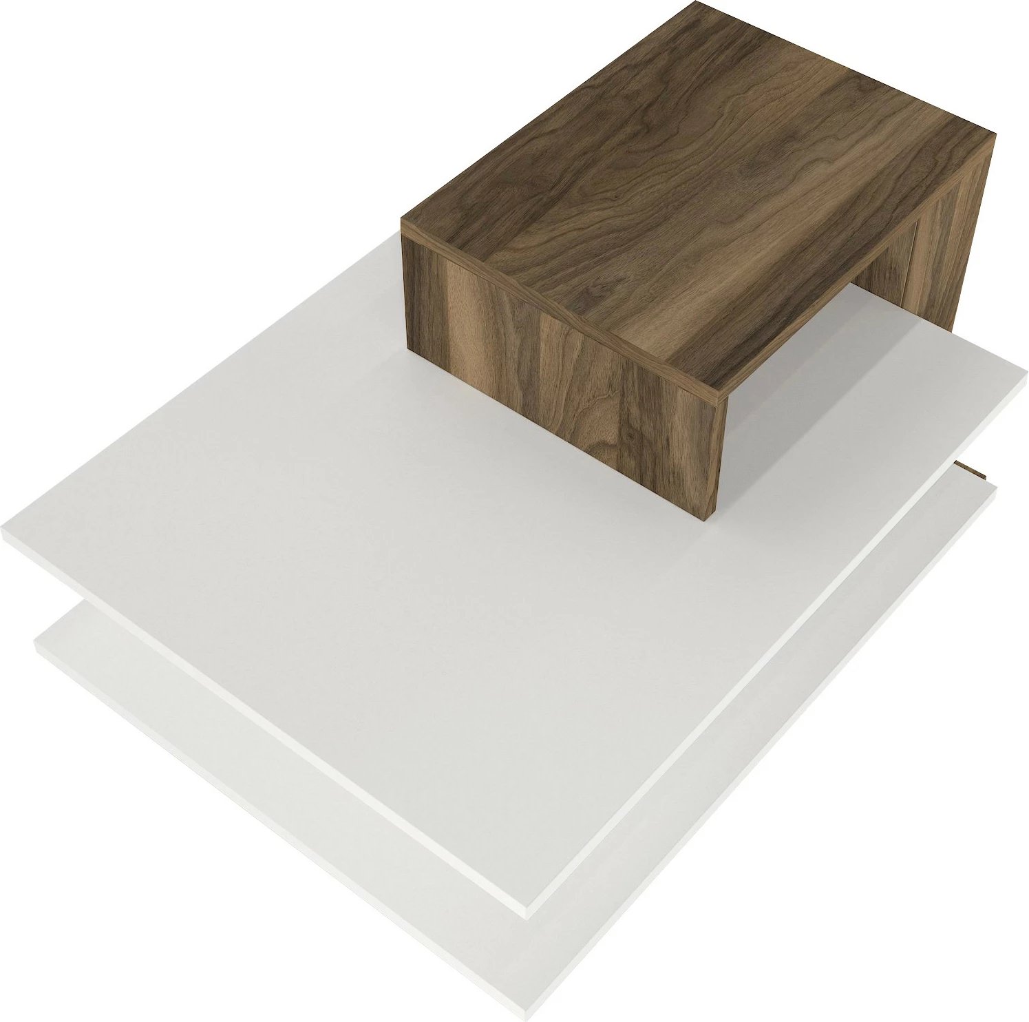 Tavolinë e ulët Skye Decor, Venüs, e bardhë dhe arre