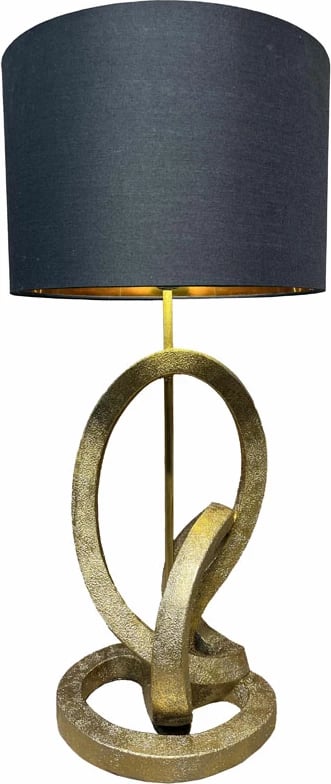 Llambë tavoline LUMA, polirezine, ngjyrë ari, abazhuri i zi, 30.7x30.7x63cm