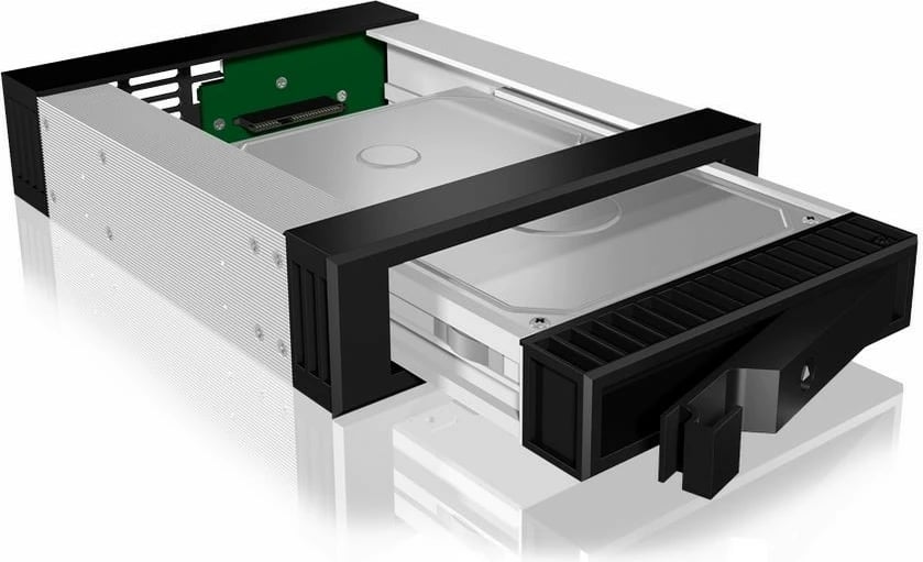 Kasë IcyBox IB-129SSK-B për hard disk 3.5"/2.5", alumini, e zezë