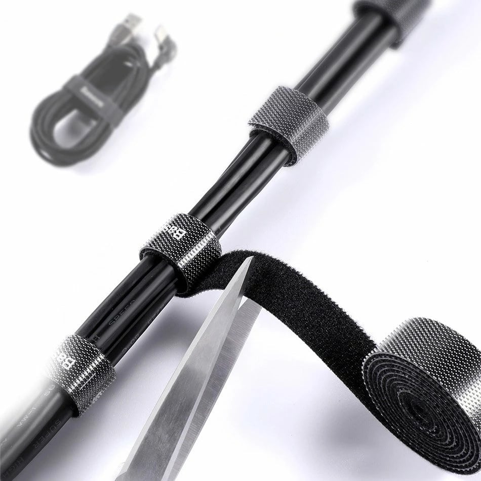 Shirit velcro Baseus ACMGT-E01 për organizim kabllosh, 1m, i zi