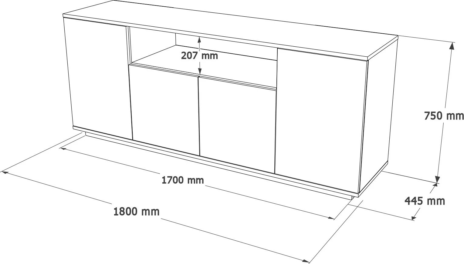 Konsolë Hanah Home, FR15-AA, ngjyrë pishë Atlantike dhe antracit, 180x75x44.5cm