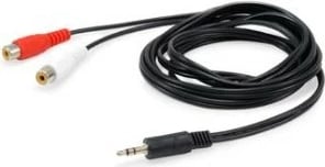 Kabllo audio Equip 147093, 2 x RCA femër në 3.5mm mashkull, 250m, e zezë