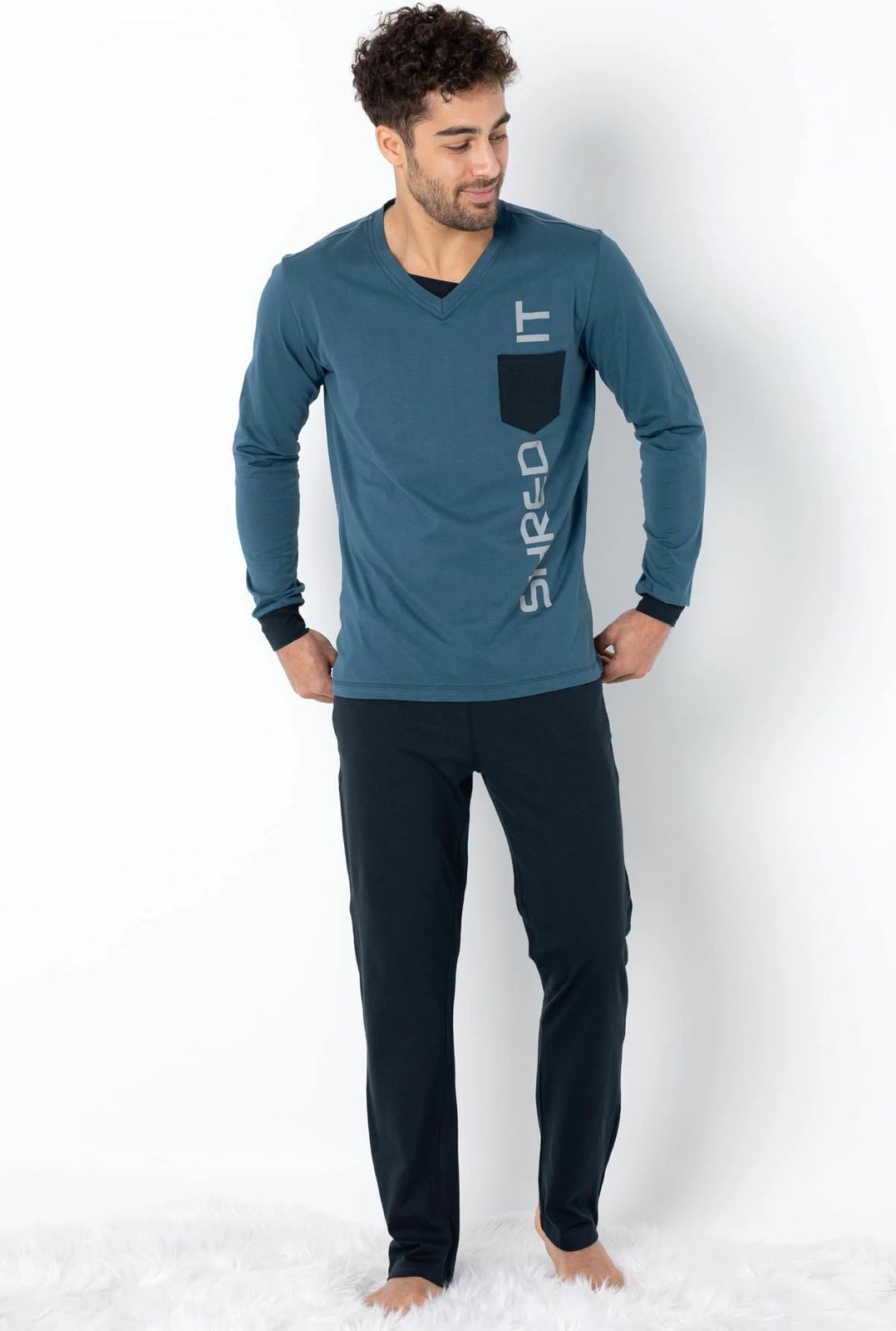 Set pizhamash për burra, Jumeon, 002-000696, ngjyrë e kaltër e errët