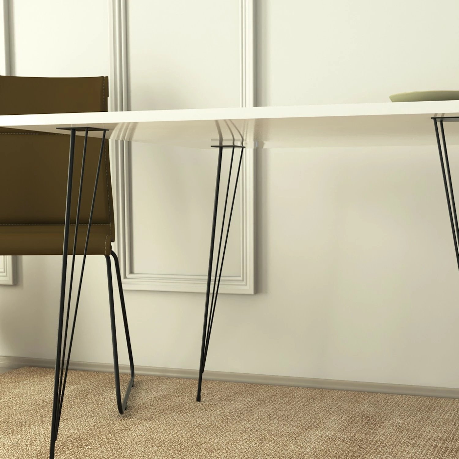 Tavolinë katrore Hanah Home, ngjyrë e bardhë shkëlqyese, Sandalf