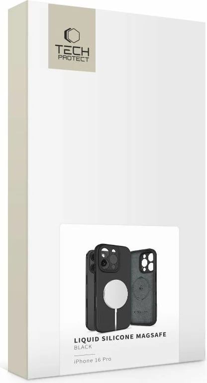 Mbështjellës Tech-Protect Liquid Silicone MagSafe për iPhone 16 Pro, Zi