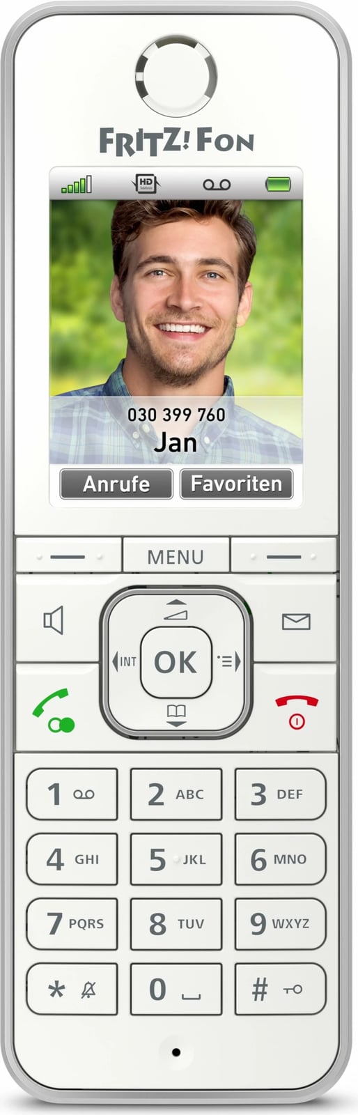 Telefon DECT AVM FRITZ!Fon C6, Wireless, Speakerphone, 300 kontakte, Bardhë
