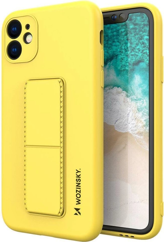 Mbështjellës Wozinsky Kickstand Case për iPhone 11 Pro Max, silikon, e verdhë