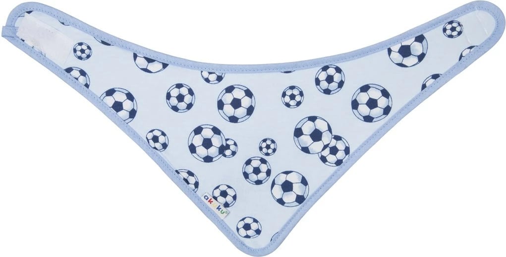 bib-shall për bebe, AKUKU, 100% pambuk, 38x16 cm, mbyllje me velcro, për djem, ngjyrë turkuaz, set 2 copë