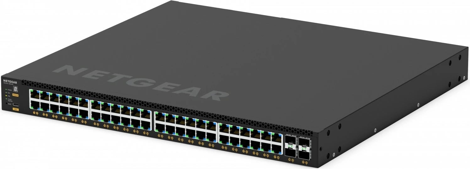 Switch Netgear GSM4352-100NES, 48xGE PoE+, 4xSFP+, për rack, i zi