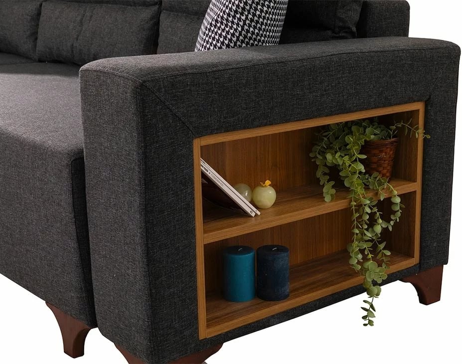 Kënd divan-krevat, ngjyrë antracit, Tloft Mini