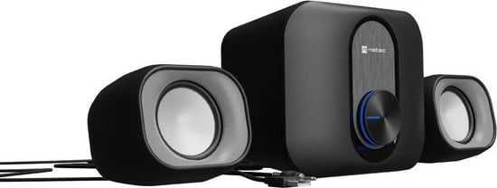 Set altoparlantësh Natec PUG 2.1, 11W RMS, me subwoofer, i zi