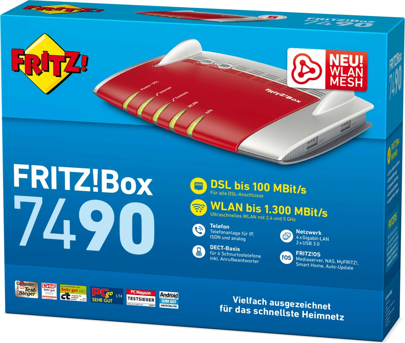 Router AVM FRITZ!Box 7490, WLAN, A/VDSL, kuqe