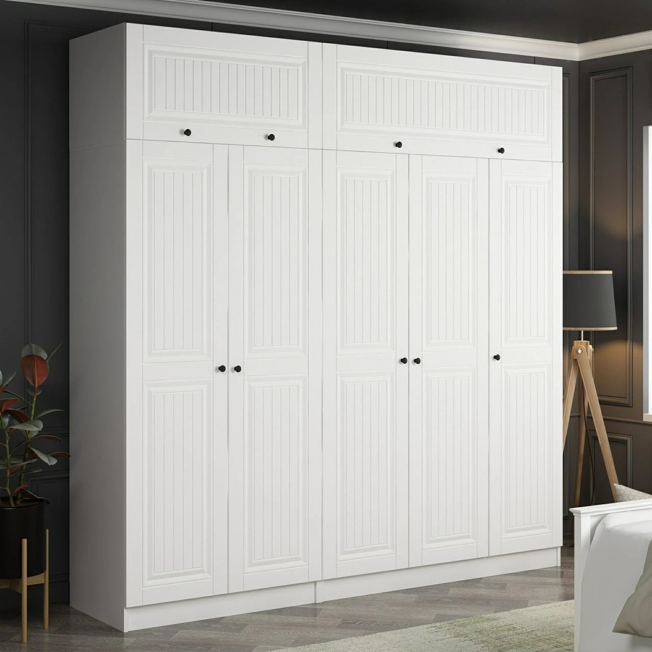 Dollap Skye Decor, ngjyrë e bardhë, 225x235x52cm, 9 pjesë